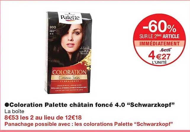 Coloration Palette châtain foncé 4.0 “Schwarzkopf”