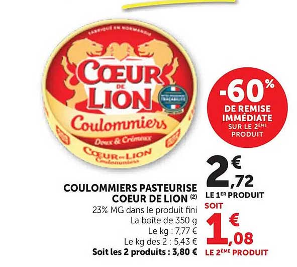 COULOMMIERS PASTEURISE COEUR DE LION
