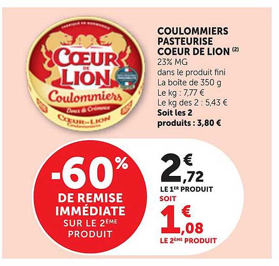 COULOMMIERS PASTEURISÉ CŒUR DE LION