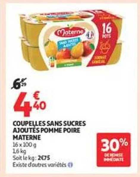 COUPELLES SANS SUCRES AJOUTÉS POMME POIRE MATERNE