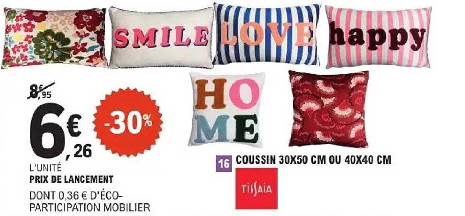 COUSSIN 30X50 CM OU 40X40 CM