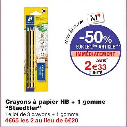 Crayons à papier HB + 1 gomme “Staedtler”