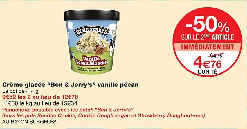 Crème glacée “Ben & Jerry’s” vanille pécan