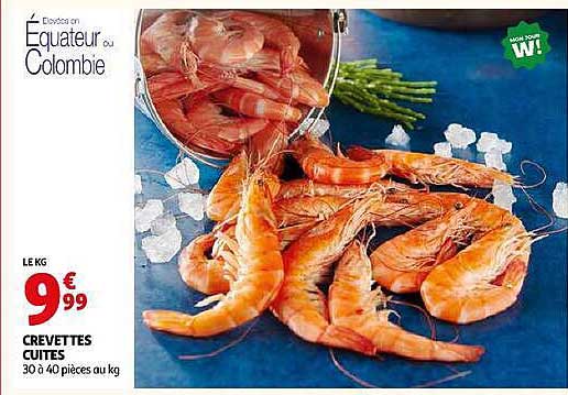 Crevettes cuites 30 à 40 pièces au kg