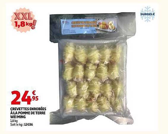 CREVETTES ENROBÉES À LA POMME DE TERRE WEI MING 1,8 kg