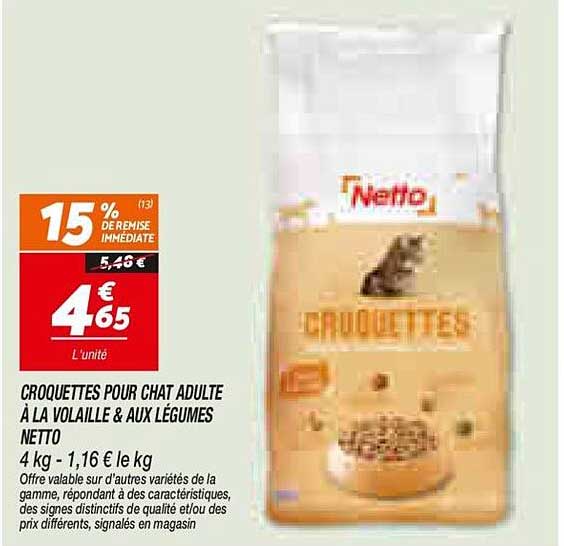 CROQUETTES POUR CHAT ADULTE À LA VOLAILLE & AUX LÉGUMES NETTO
