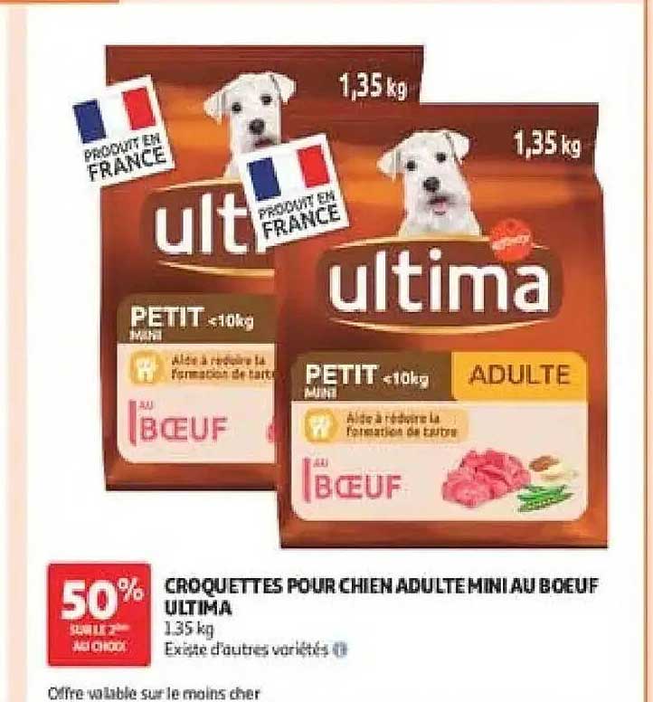 CROQUETTES POUR CHIEN ADULTE MINI AU BOEUF ULTIMA 1,35 kg