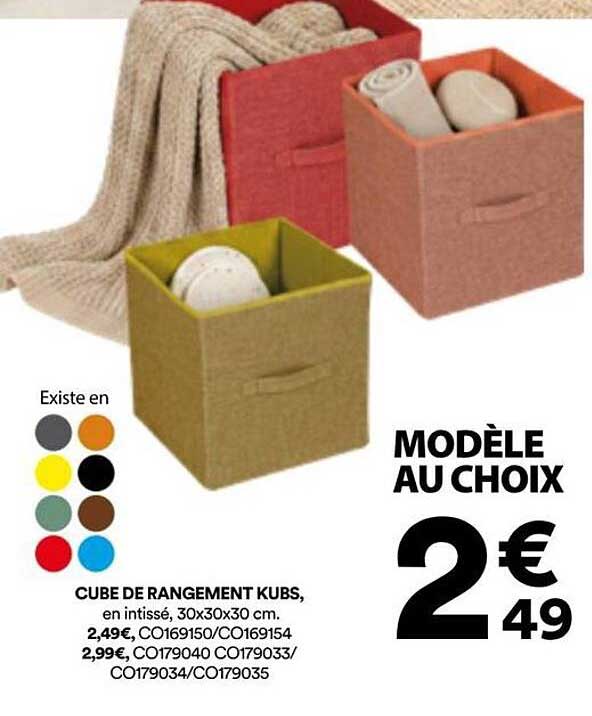 CUBE DE RANGEMENT KUBS, en intissé, 30x30x30 cm.