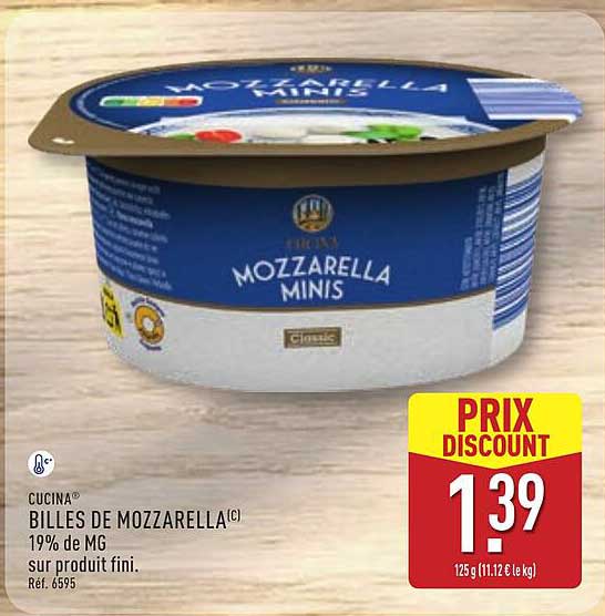 CUCINA® BILLES DE MOZZARELLA[C] 19% de MG sur produit fini. Réf. 6595