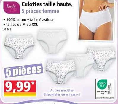 Culottes taille haute, 5 pièces femme