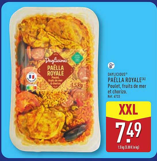 DAYLICIOUS® PAËLLA ROYALE(A) Poulet, fruits de mer et chorizo. Réf. 6733