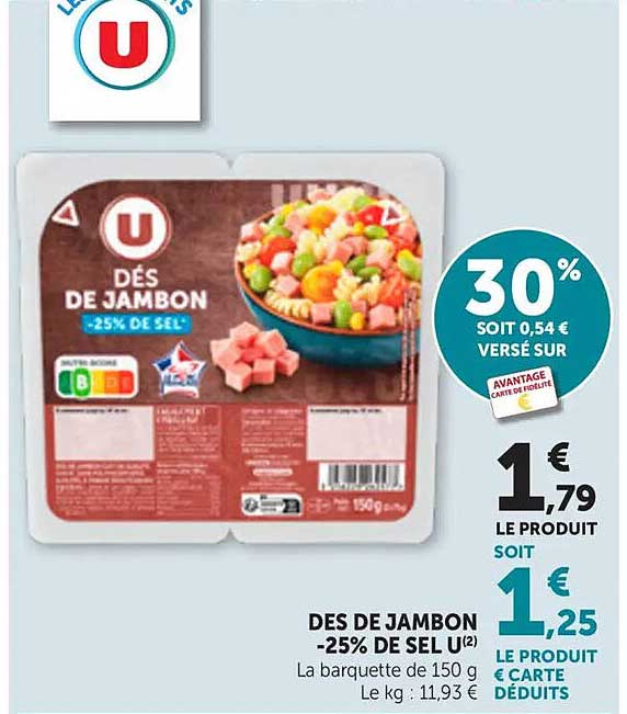 DÉS DE JAMBON -25% DE SEL U