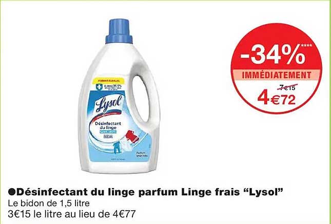 Désinfectant du linge parfum Linge frais “Lysol”