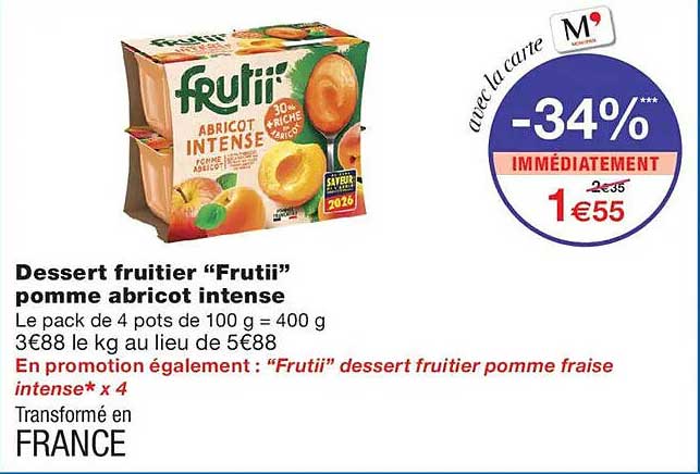 Dessert fruitier “Frutii” pomme abricot intense