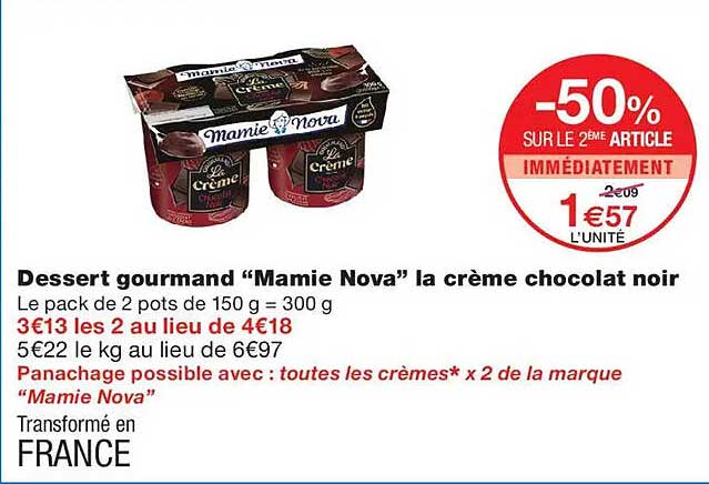 Dessert gourmand “Mamie Nova” la crème chocolat noir