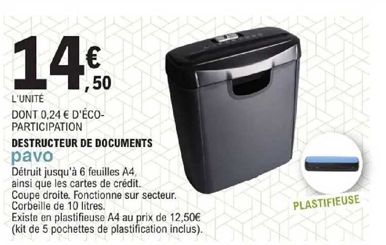 DESTRUCTEUR DE DOCUMENTS pavo