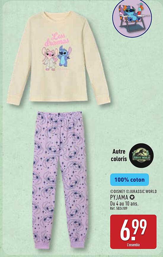 © DISNEY © JURASSIC WORLD PYJAMA ★ Du 4 au 10 ans. Réf. 5024109