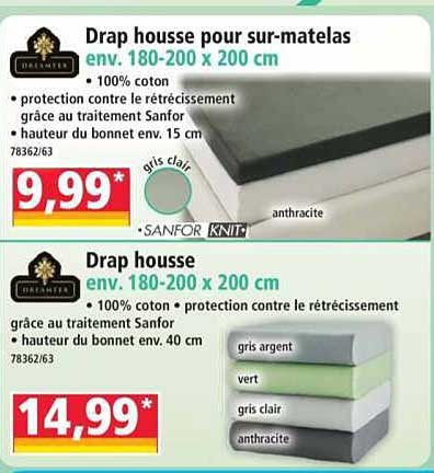 Drap housse pour sur-matelas env. 180-200 x 200 cm