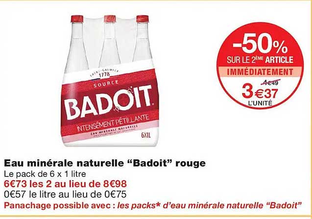 Eau minérale naturelle “Badoit” rouge