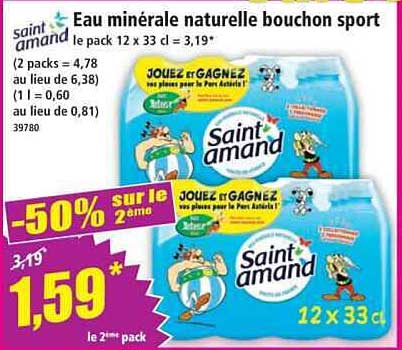 Eau minérale naturelle bouchon sport