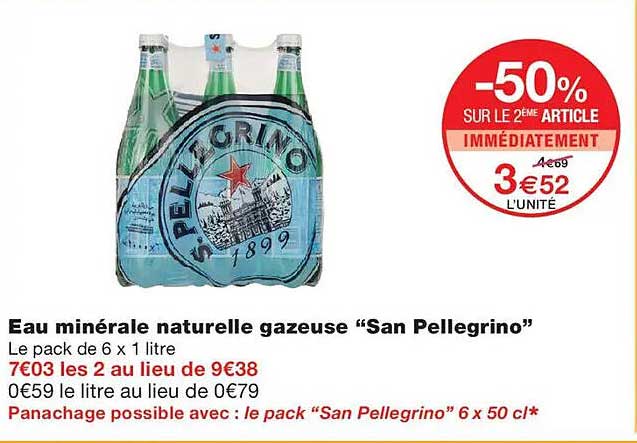 Eau minérale naturelle gazeuse “San Pellegrino”