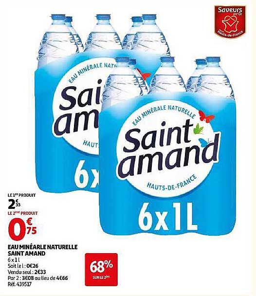 EAU MINÉRALE NATURELLE SAINT AMAND 6 x 1L