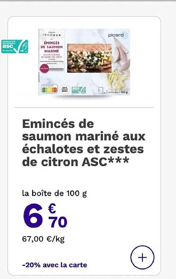 Emincés de saumon mariné aux échalotes et zestes de citron ASC***