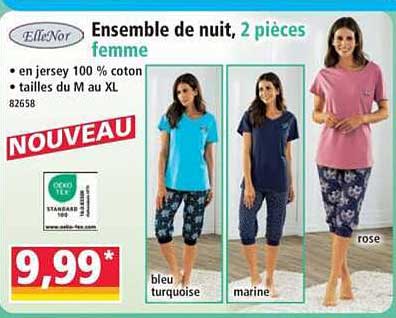 Ensemble de nuit, 2 pièces femme