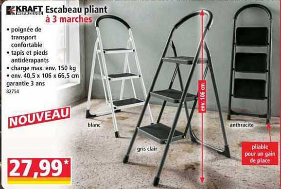 Escabeau pliant à 3 marches