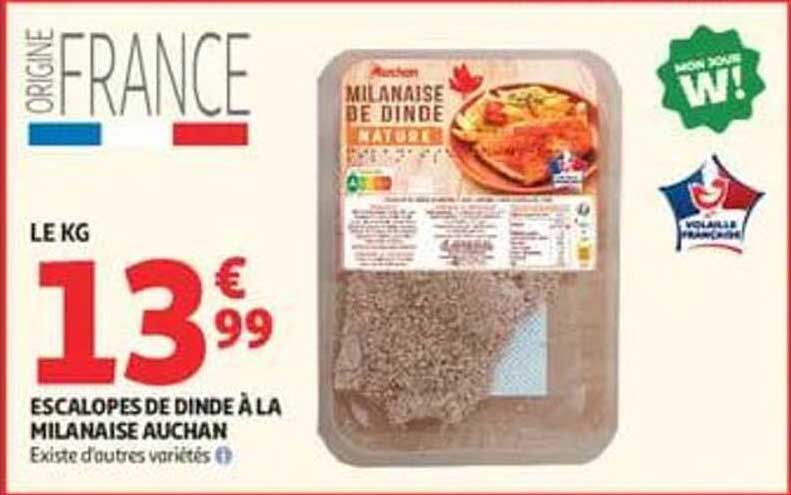 ESCALOPES DE DINDE À LA MILANAISE AUCHAN
