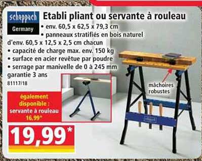 Etabli pliant ou servante à rouleau