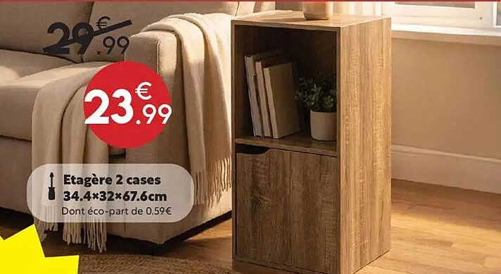 Etagère 2 cases 34.4×32×67.6cm Dont éco-part de 0.59€