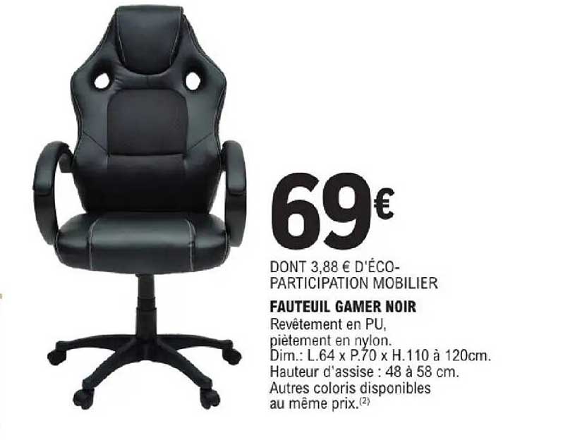 FAUTEUIL GAMER NOIR