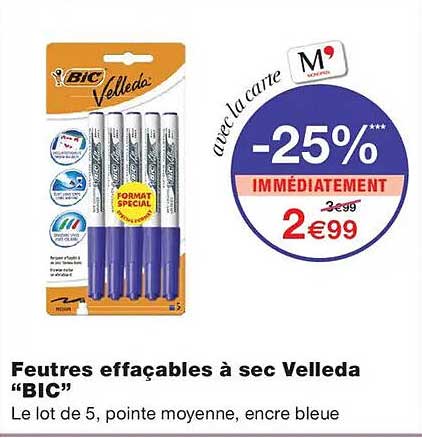 Feutres effaçables à sec Velleda “BIC”