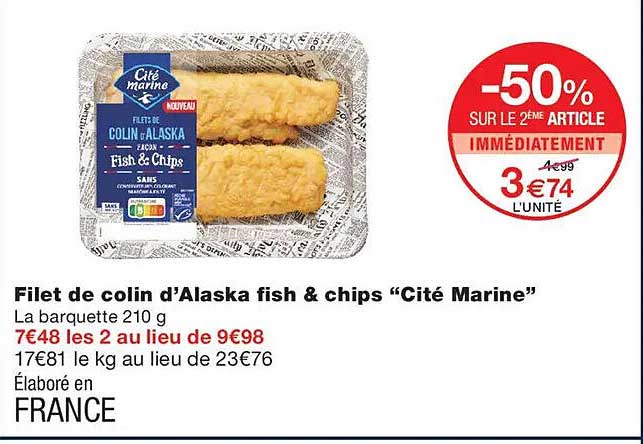 Filet de colin d’Alaska fish & chips “Cité Marine”
