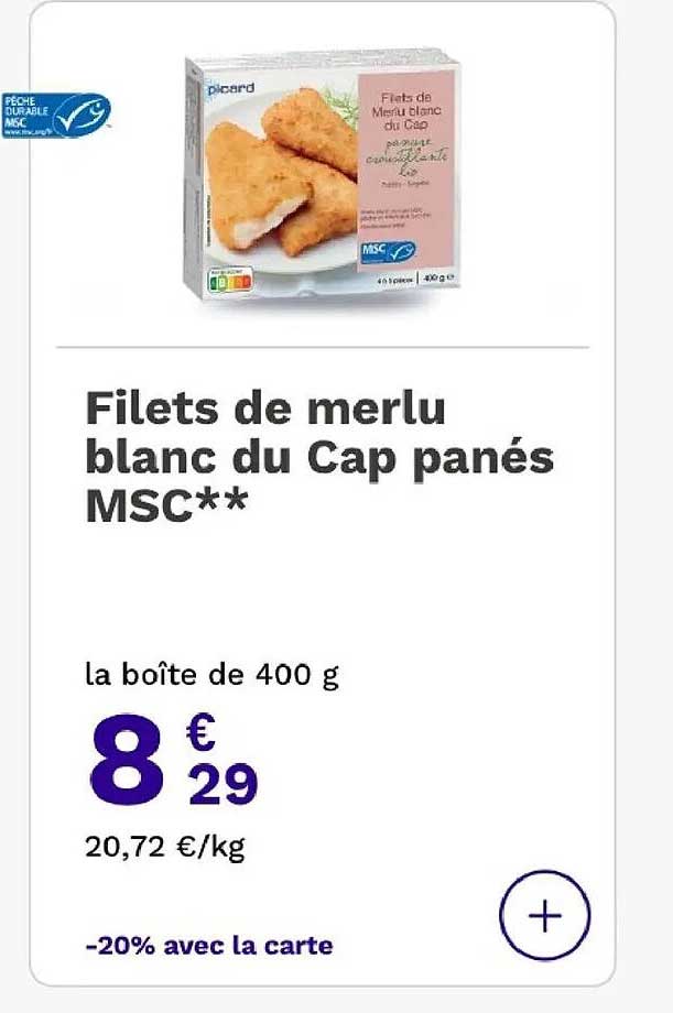 Filets de merlu blanc du Cap panés MSC**