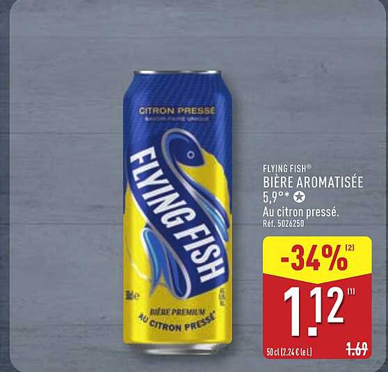 FLYING FISH® BIÈRE AROMATISÉE 5,9°* Au citron pressé. Réf. 5026250