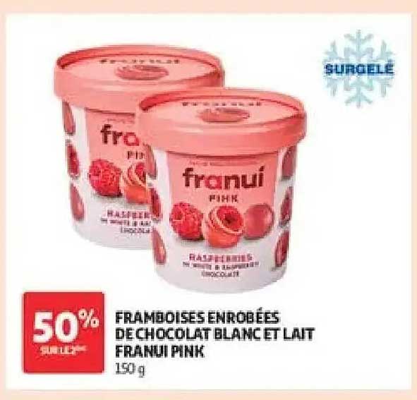 FRAMBOISES ENROBÉES DE CHOCOLAT BLANC ET LAIT FRANUI PINK 150 g