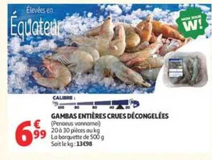 GAMBAS ENTIÈRES CRUES DÉCONGELÉES
