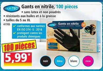 Gants en nitrile, 100 pièces