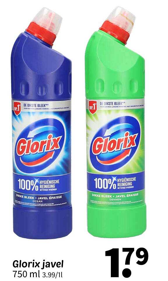 Glorix javel 750 ml 3.99/1l