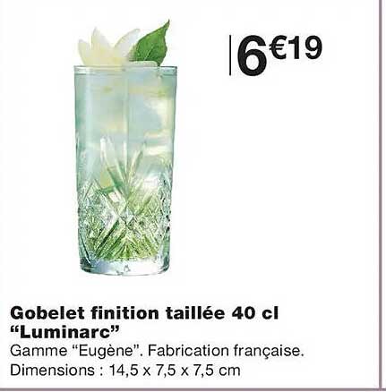 Gobelet finition taillée 40 cl “Luminarc”