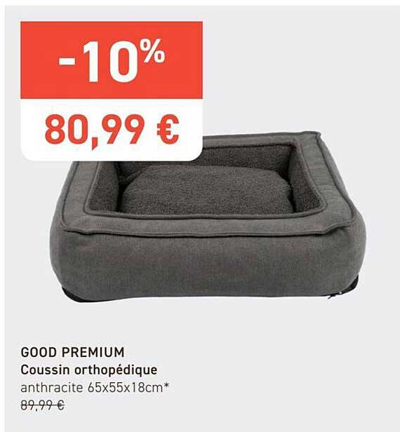 GOOD PREMIUM Coussin orthopédique anthracite 65x55x18cm*