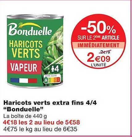 Haricots verts extra fins 4/4 “Bonduelle”