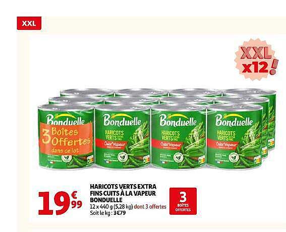 HARICOTS VERTS EXTRA FINS CUITS À LA VAPEUR BONDUELLE