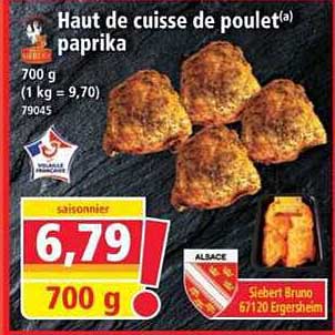 Haut de cuisse de poulet(a) paprika