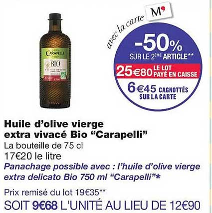 Huile d’olive vierge extra vivacé Bio “Carapelli”