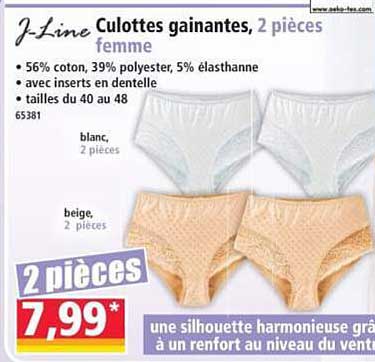 J-Line Culottes gainantes, 2 pièces femme