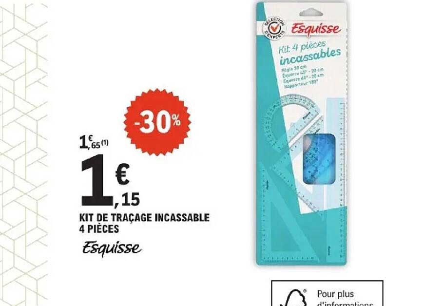KIT DE TRAÇAGE INCASSABLE 4 PIÈCES Esquisse