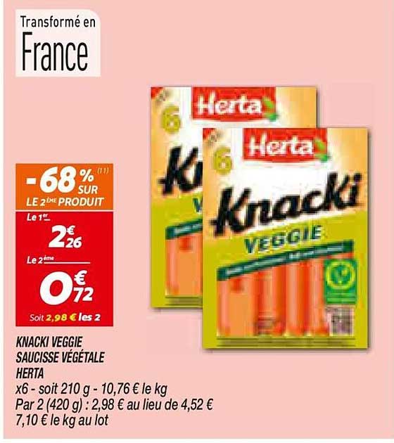 KNACKI VEGGIE SAUCISSE VÉGÉTALE HERTA